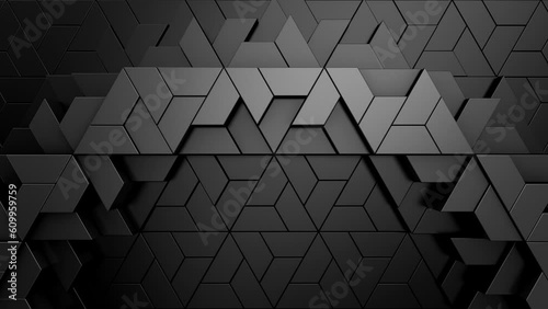 Geometric Shapes Form a Wave. Abstract motion, two color, 3d rendering, 4k resolution
