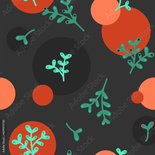 Ornamental plants seamless pattern. Vector seamless pattern, can be used for fabrics, wallpaper, web, card.