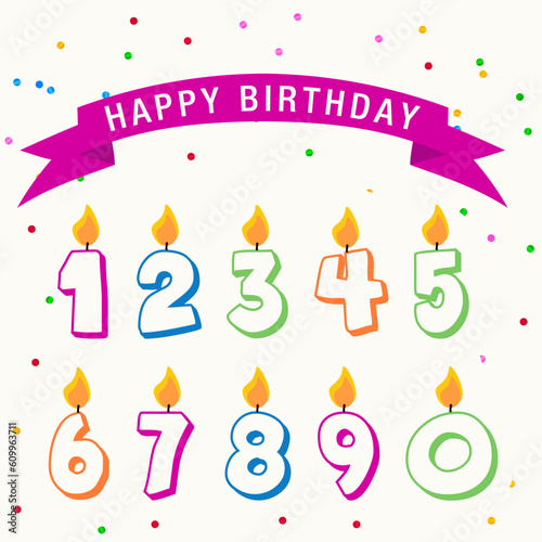 Vector hand drawn birthday numbers design set