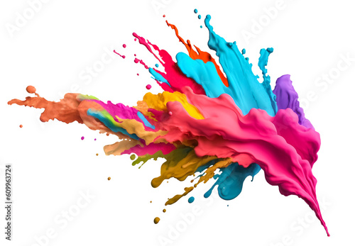 Colorful rainbow holi paint splash, color powder explosion, AI generated image