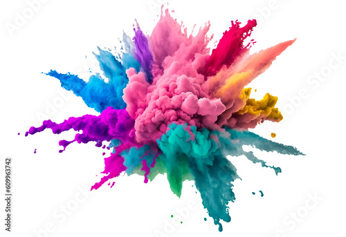 Colorful rainbow holi paint splash, color powder explosion, AI generated image