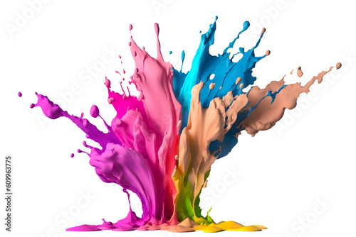 Colorful rainbow holi paint splash, color powder explosion, AI generated image