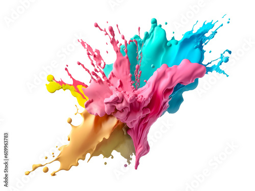 Colorful rainbow holi paint splash, color powder explosion, AI generated image