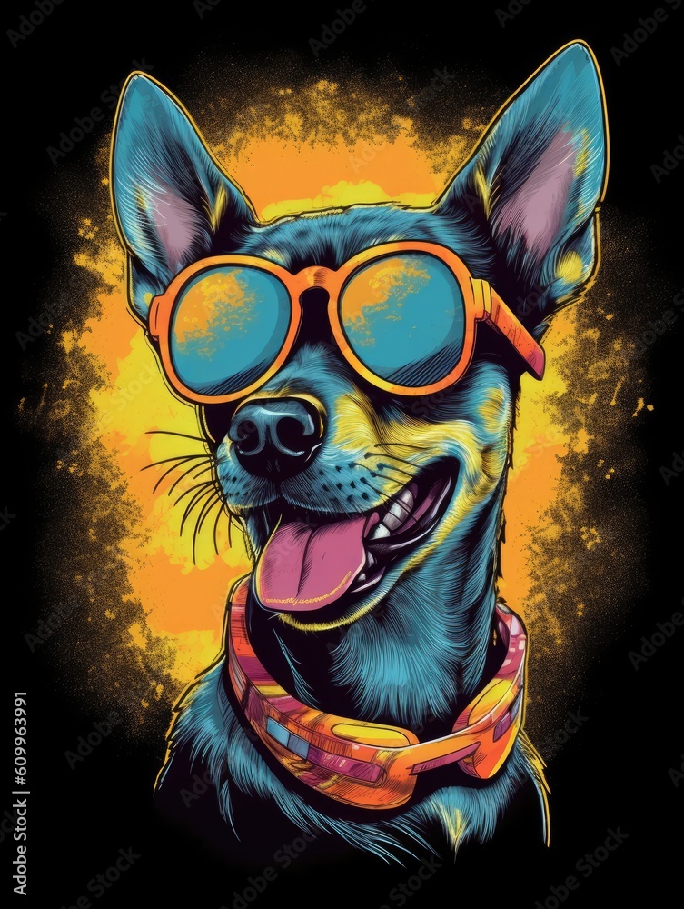 Funny dog retro design. Print for T-shirts. Generative AI Funny dog retro design. Print for T-shirts. Generative AI