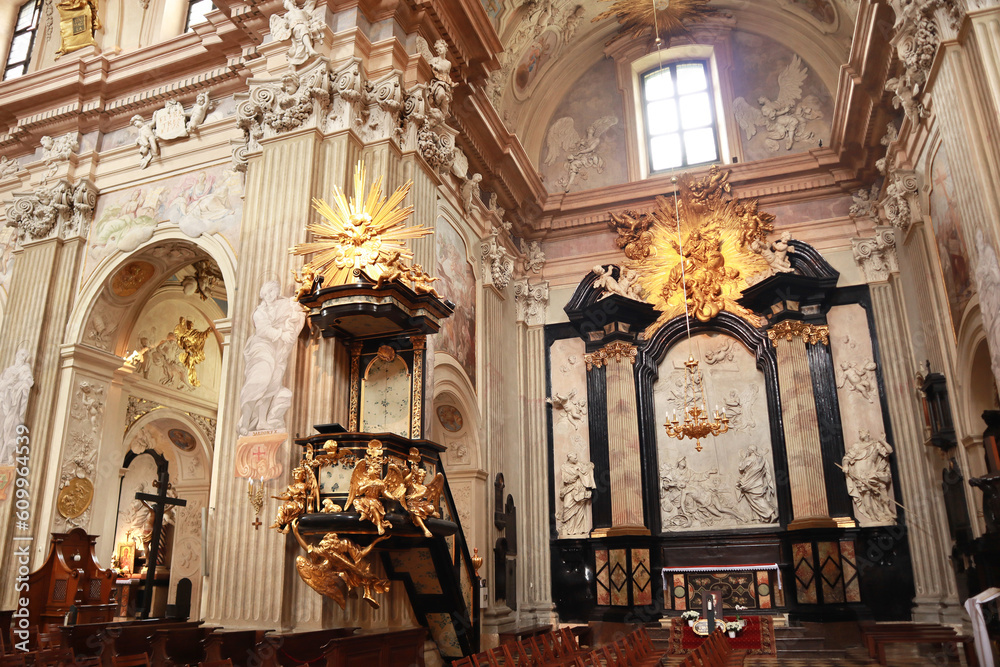 Interior of Church Of St Anne in Krakow, Poland