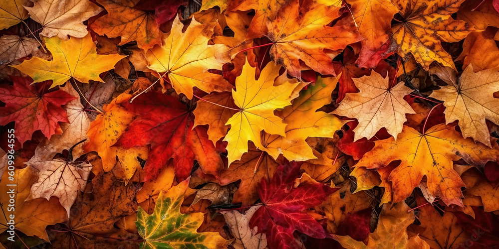 fallen dry maple leaves in autumn. Generative AI fallen dry maple leaves in autumn. Generative AI