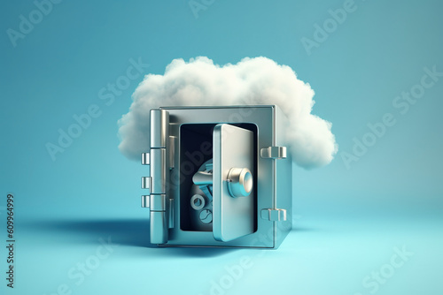 Concept of safe cloud storage illustration with Ai generative photo