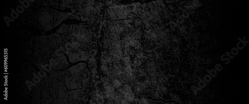 Black wall grunge background. Dark gray cement wall background, scary black grunge goth design. horror black background, Slightly light black concrete cement texture for background. 