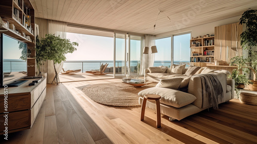 Modern interior design with view on the ocean © Absent Satu