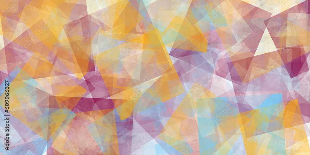 abstract colorful background design with layers of textured white transparent material in triangle diamond and squares shapes in random geometric pattern. Textured background of colorful squares. abstract colorful background design with layers of textured white transparent material in triangle diamond and squares shapes in random geometric pattern. Textured background of colorful squares.