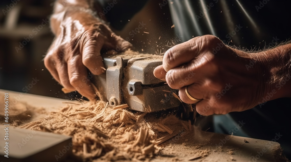 close up of a person working on a saw