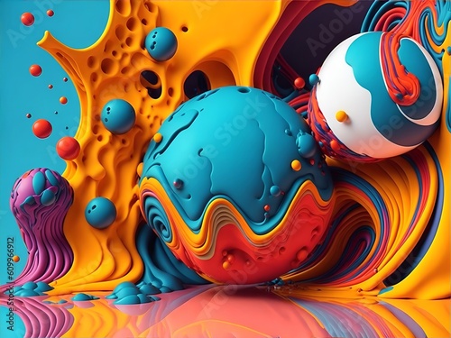 Colorful 3d liquid posters with abstract shapes splash
