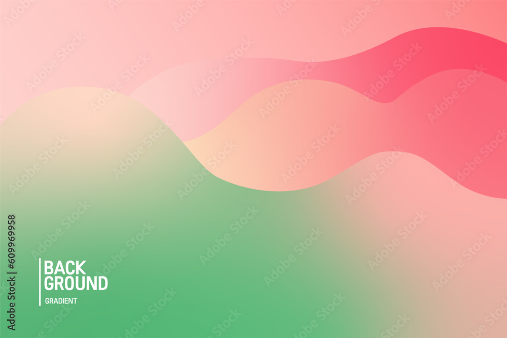 Colorful green and pink gradient background. Fluid banner template vector illustration. Abstract background.