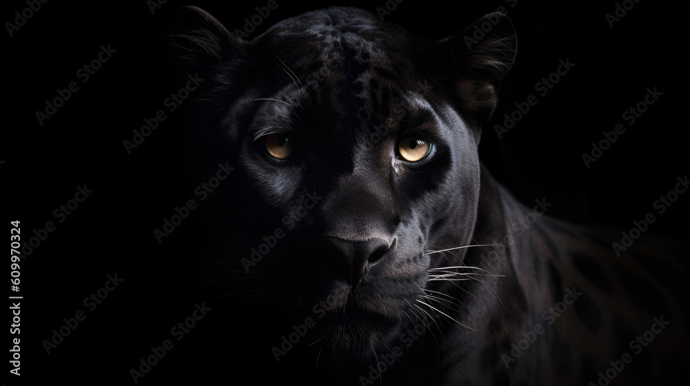 Front view of Panther on black background