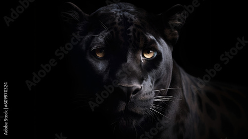 Front view of Panther on black background