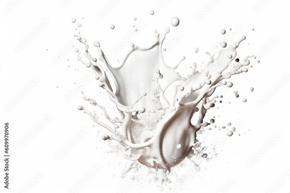White Milk Splash Isolation on White Background, Generated Ai
