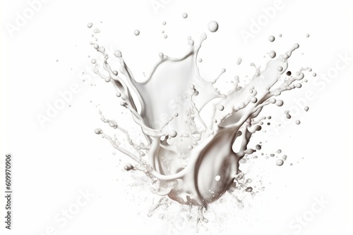White Milk Splash Isolation on White Background, Generated Ai