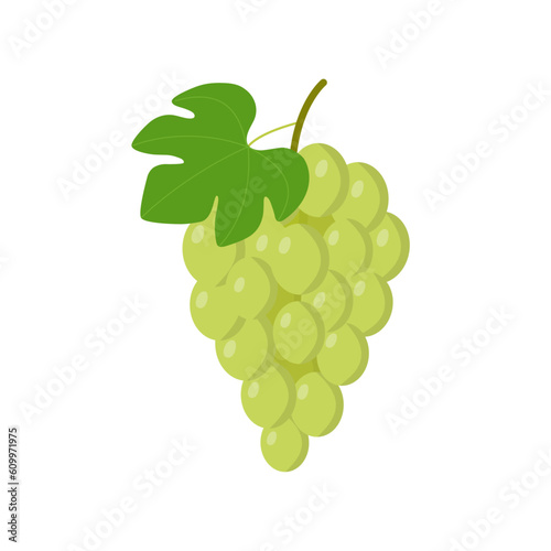 Grapes green isolated on white background.