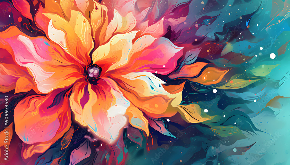 Artful Floral Render: Abstract in a Riot of Colors. Generative AI Artful Floral Render: Abstract in a Riot of Colors. Generative AI