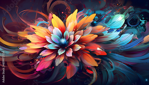 Vibrant Color Abstract: Artistic Flower Illustration.Generative AI