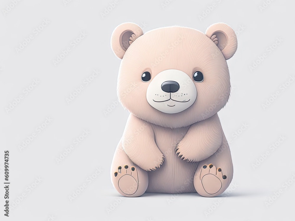 Cute baby a bear illustration 3d style on white background. ai generative Cute baby a bear illustration 3d style on white background. ai generative