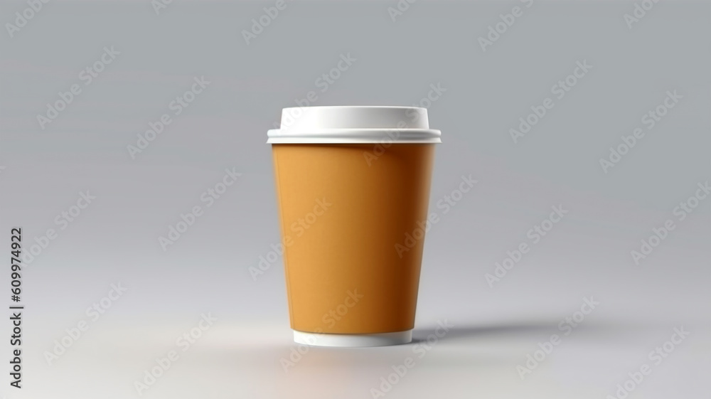Paper сoffee сup mockup on grey background, template, free space for text Paper сoffee сup mockup on grey background, template, free space for text