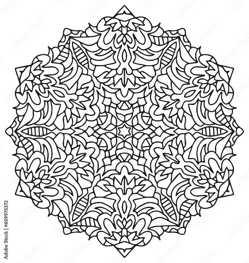 Fototapeta premium beautiful hand drawn mandala to be colored