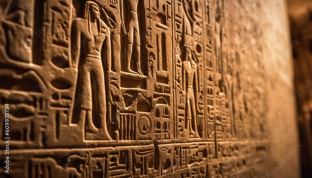 Obraz premium Ancient Egyptian culture Hieroglyphics, pharaohs, temples, monuments, ruins, spirituality generated by AI