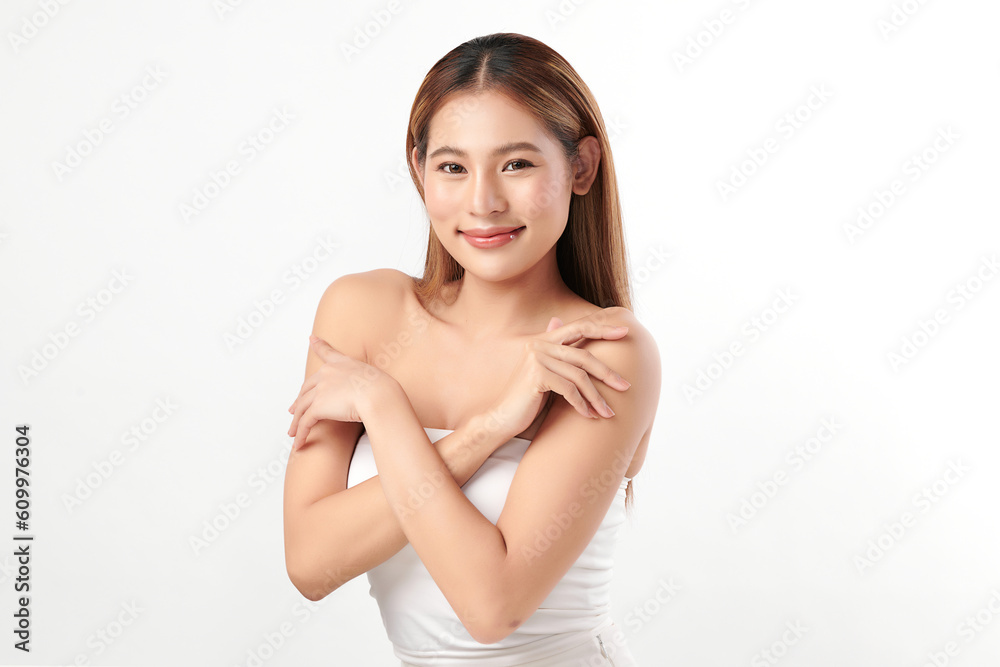Beautiful young asian woman with clean fresh skin on white background, Face care, Facial treatment, Cosmetology, beauty and spa, Asian women portrait. Beautiful young asian woman with clean fresh skin on white background, Face care, Facial treatment, Cosmetology, beauty and spa, Asian women portrait.