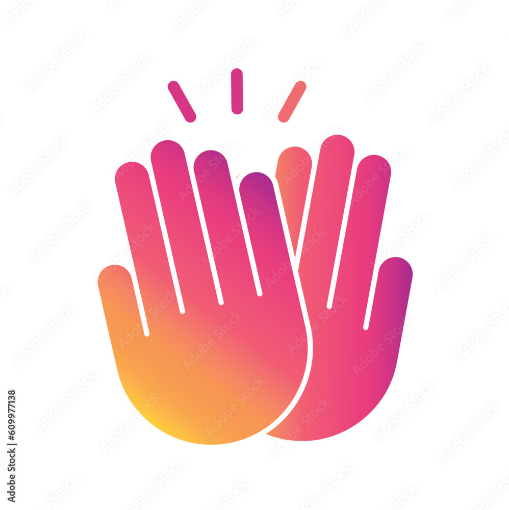 Two hands giving five, clapping palms icon. Two hands giving five, clapping palms icon.