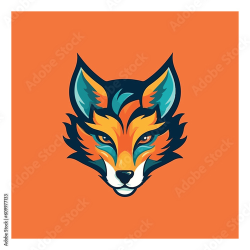 Fox shape mascot logo for fashion product company. modern flat color