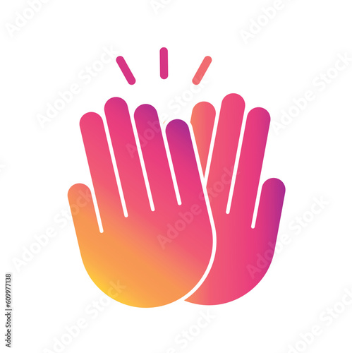 Two hands giving five, clapping palms icon.