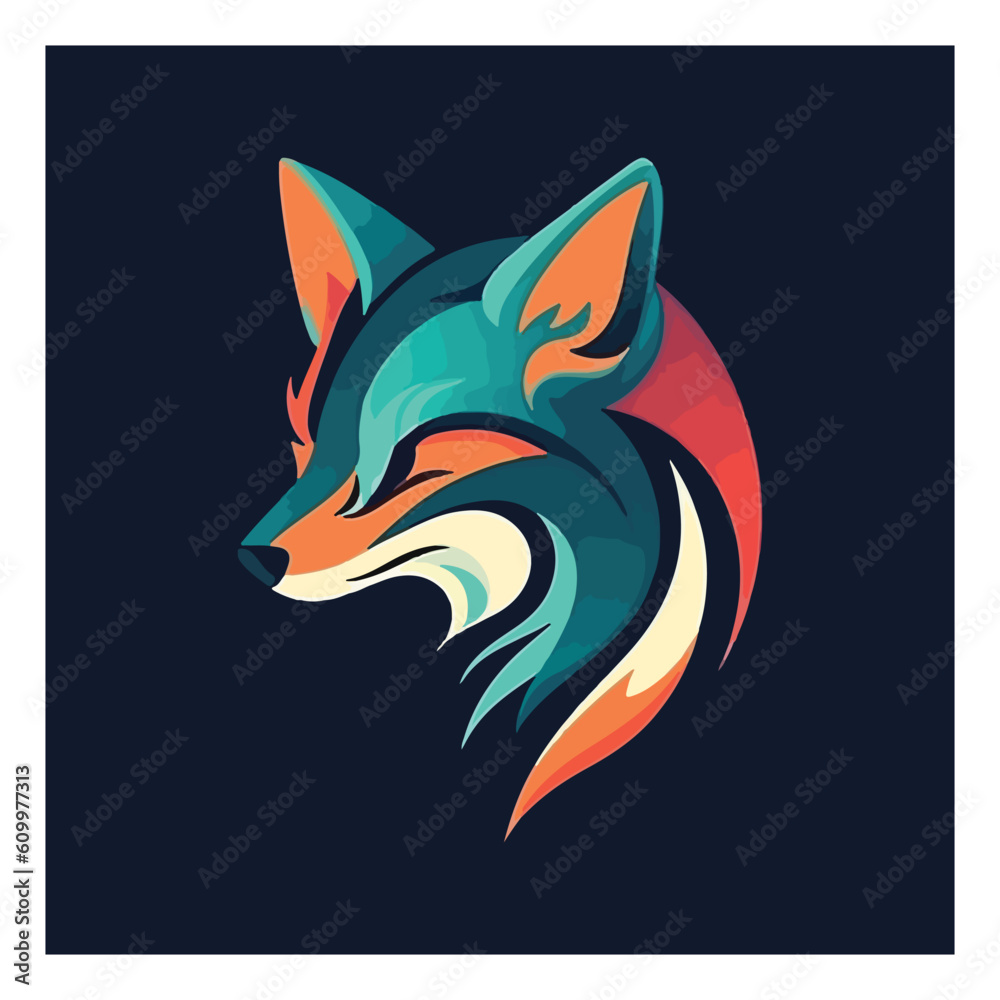 Fototapeta premium Fox shape mascot logo for fashion product company. modern flat color