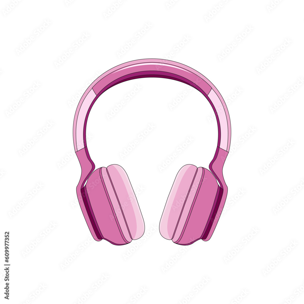 Pink headphones vector icon.Audio device.Vector illustration for design or print Pink headphones vector icon.Audio device.Vector illustration for design or print