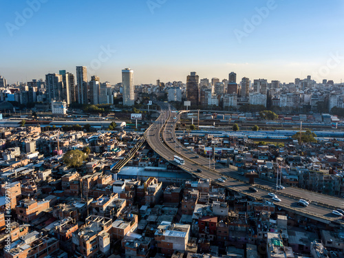 Villa 31, Barrio 31 or Barrio Padre Carlos Mugica. Poor neighborhood next railway, Buenos Aires, Argentina.