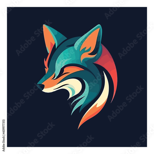 Fox shape mascot logo for fashion product company. modern flat color
