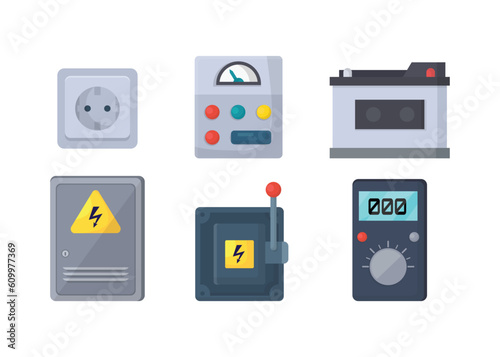 Electricity consumption and power generation from electric factory to home and community.