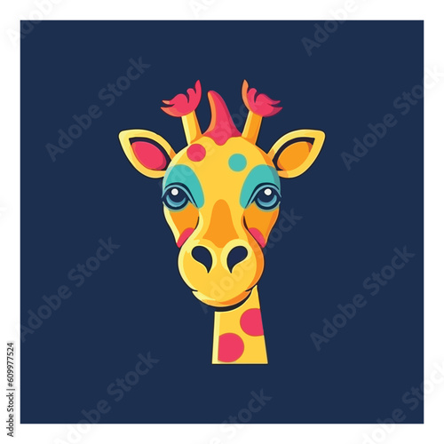 Giraffe shape mascot logo for a children's toy products or baby products company. modern flat color 