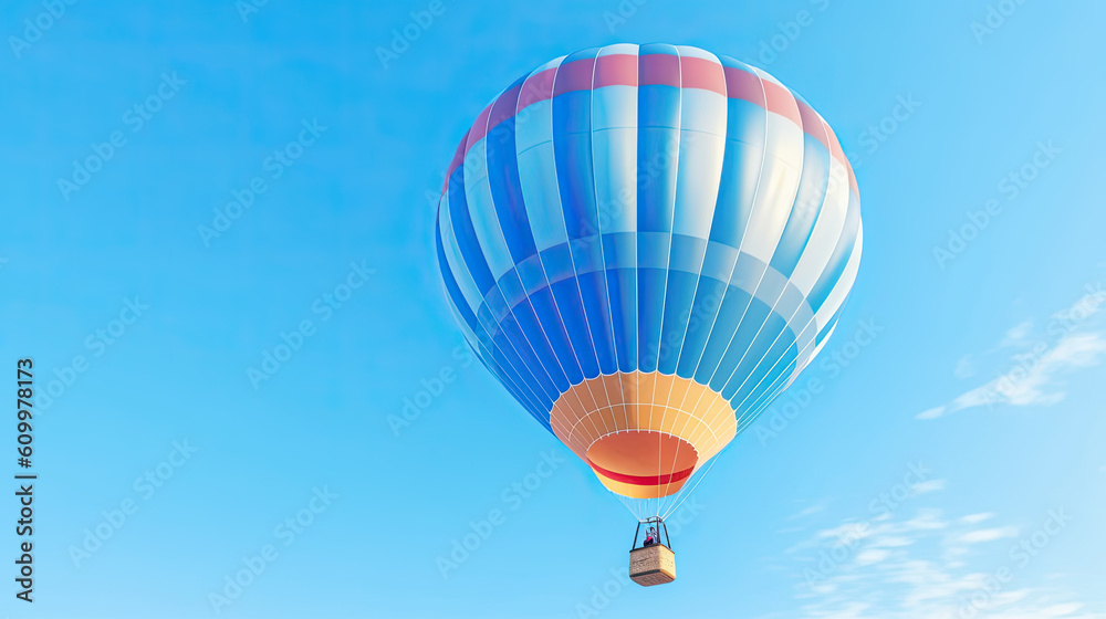Obraz premium Colorful hot air balloon flying in the air. Generative AI