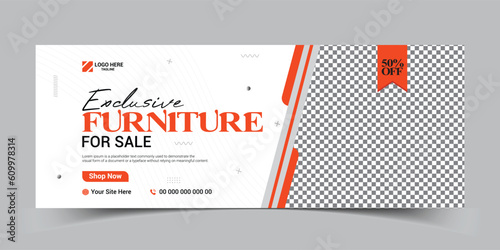 Exclusive furniture sale facebook cover design, social media web banner for product sale template
