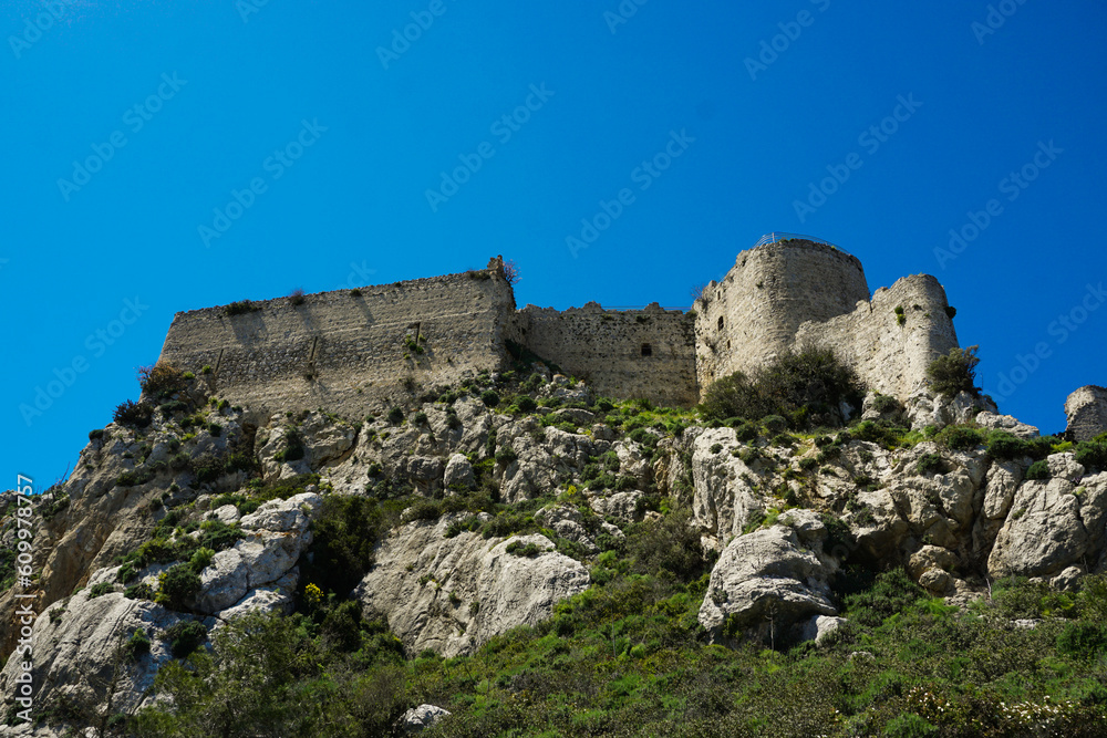 4 April 2023 Northern Cyprus. Kantara Castle and Northern Cyprus Coastline