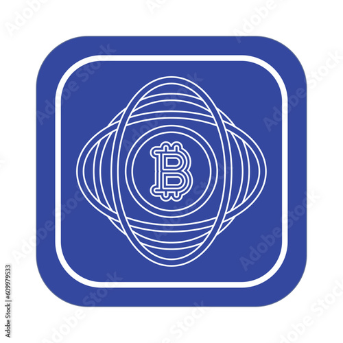 vector image of digital currency icon on blue background with white lines