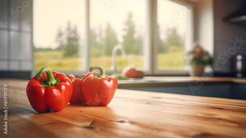 red bell pepper on the table, generative ai