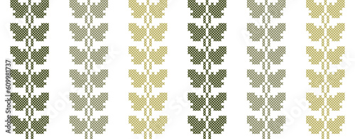 Military design digital pattern. Ukrainian folk ethnic leaves decor. Urban style pixel art vector decor. Fashion military print in green colors