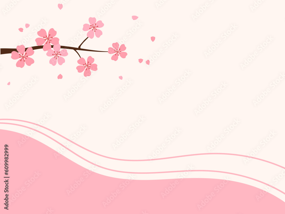 Cherry blossom Sakura flower branch vector.
