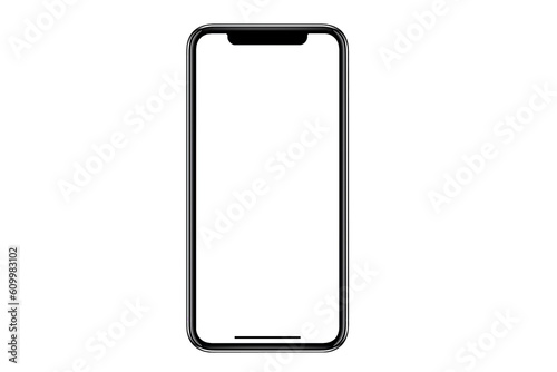Smartphone similar to iphone 14 with blank white screen for Infographic Global Business Marketing Plan, mockup model similar to iPhone isolated Background of digital investment economy - Clipping Path