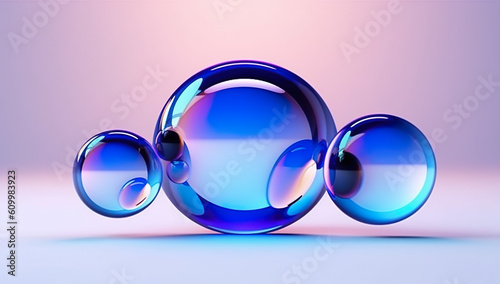 3D render of glass balls. Abstract background. 3D illustration. Generative AI