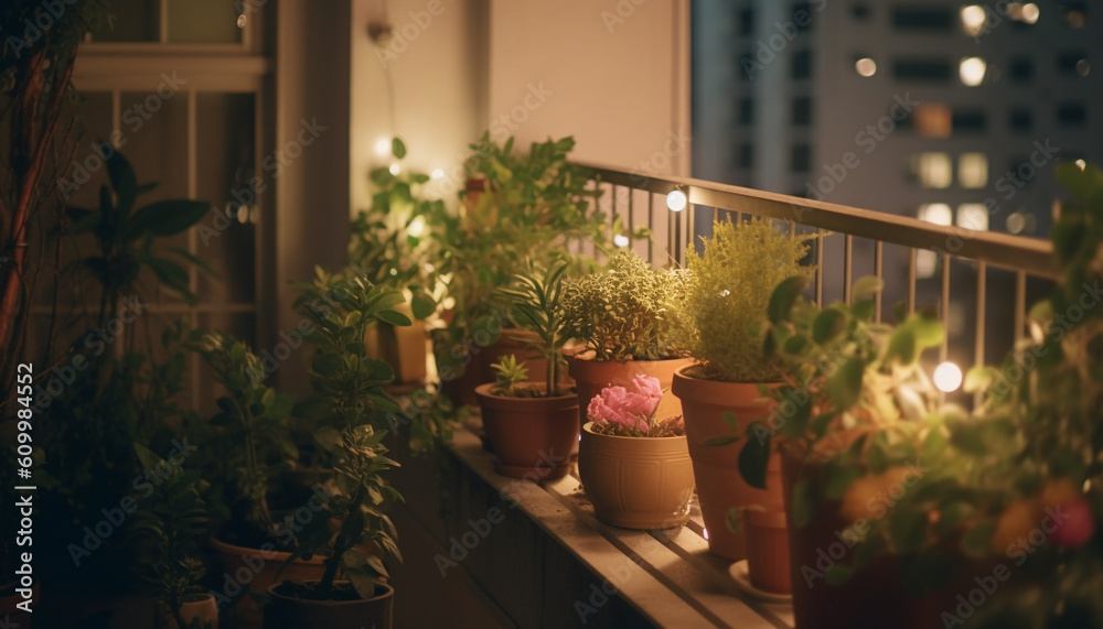 Fresh green potted plant brings nature indoors for modern decoration generated by AI