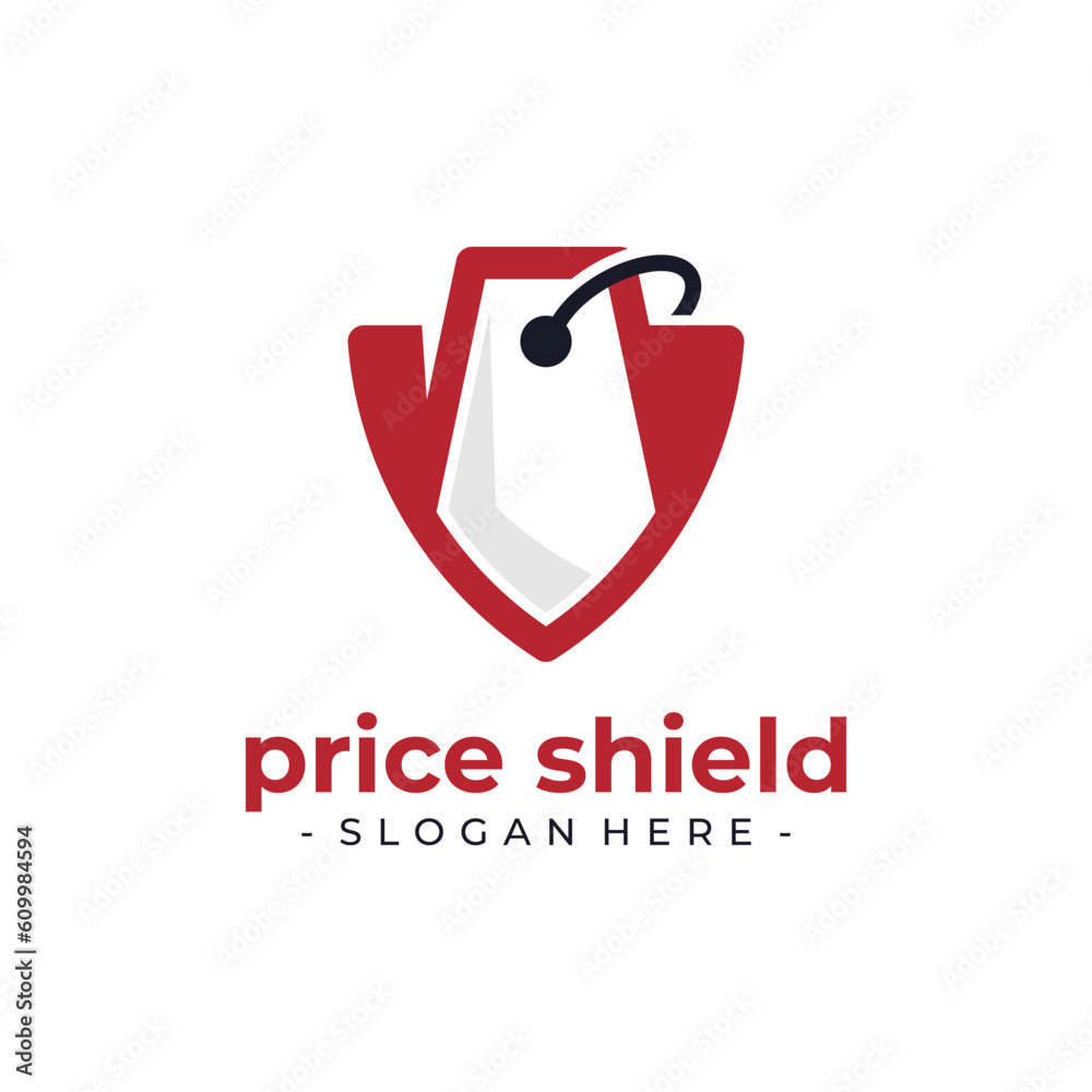 Price tag shield logo template design vector