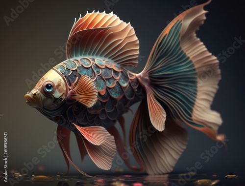 Colorful fish in the aquarium. Underwater world Created with Generative AI technology